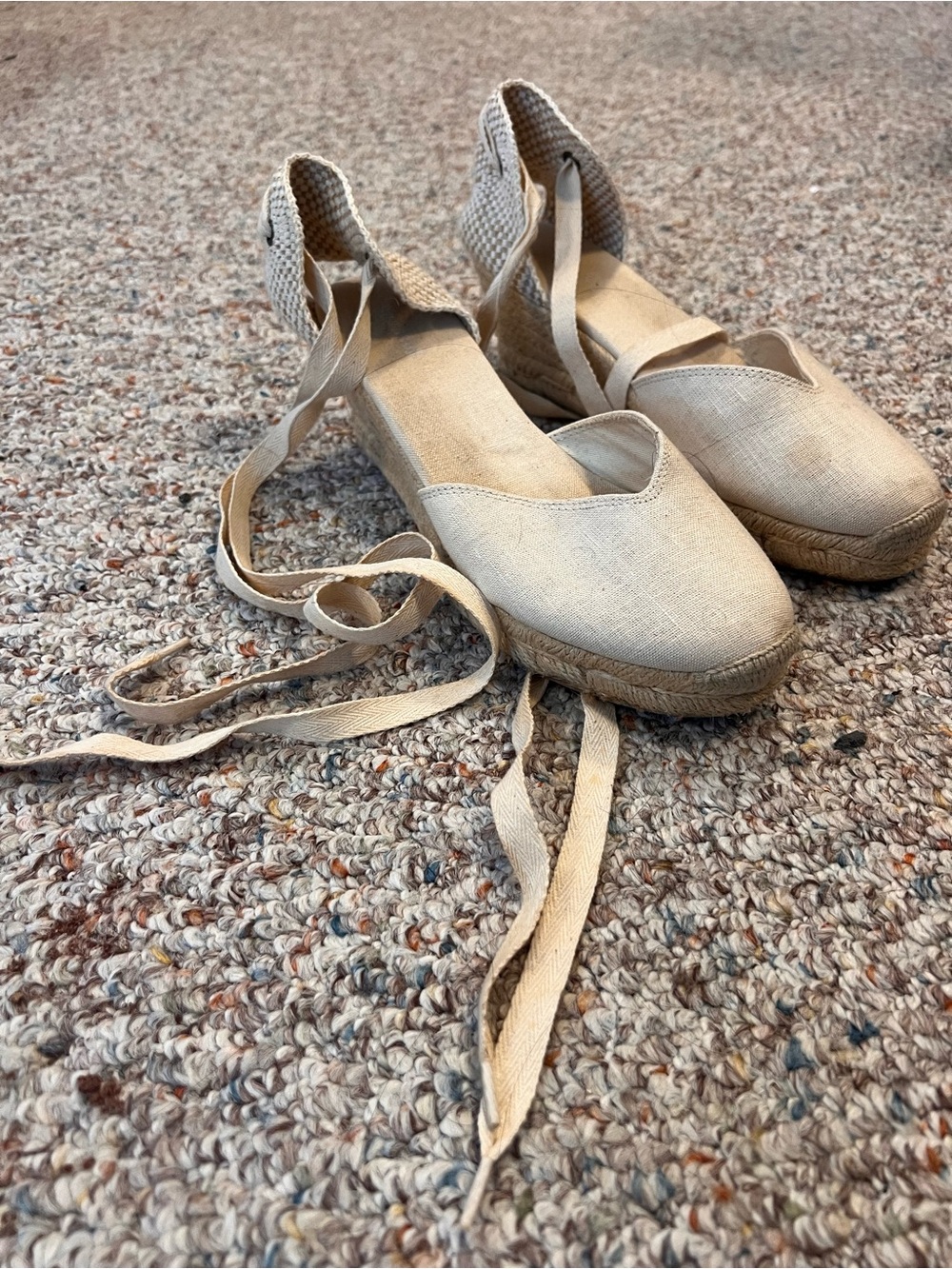 Soludos Natural Canvas Lace-Up Espadrille Flats